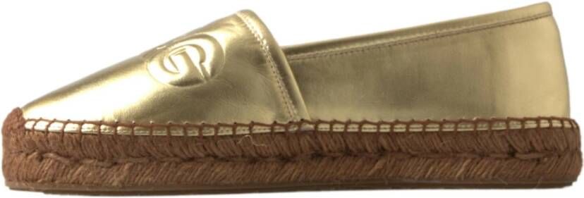 Dolce & Gabbana Gouden Elegante Leren Espadrilles Beige Dames