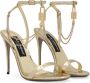 Dolce & Gabbana Gouden Gelamineerde Leren Sandalen met Ketting en Slot Beige Dames - Thumbnail 3