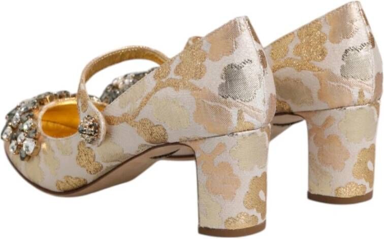 Dolce & Gabbana Gouden Jacquard Kristal Mary Jane Pumps