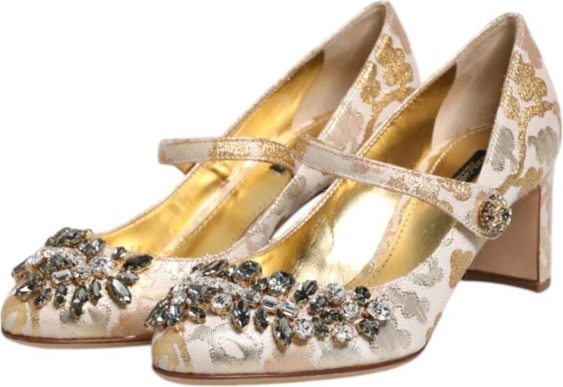 Dolce & Gabbana Gouden Jacquard Kristal Mary Janes Pumps