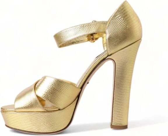 Dolce & Gabbana Gouden Kristal Platform Sandalen Yellow Dames