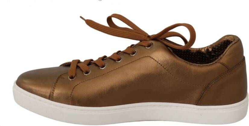 Dolce & Gabbana Gouden Leren Heren Casual Sneakers Bruin Heren