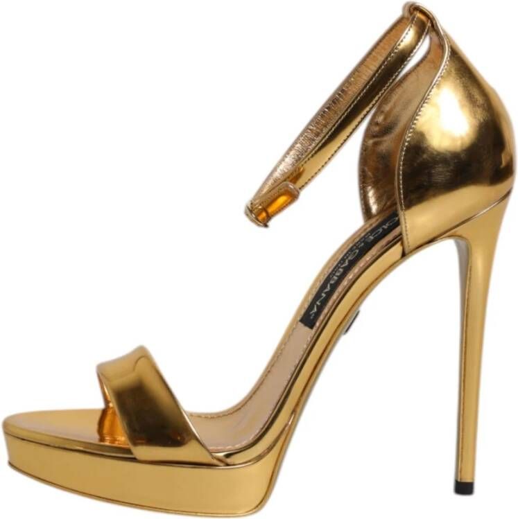 Dolce & Gabbana Gouden Leren Platform Keira Sandalen