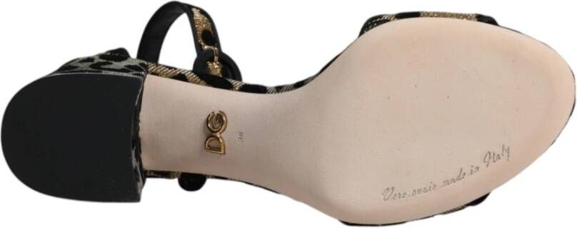 Dolce & Gabbana Gouden Luipaard Enkelband Hakken Sandalen