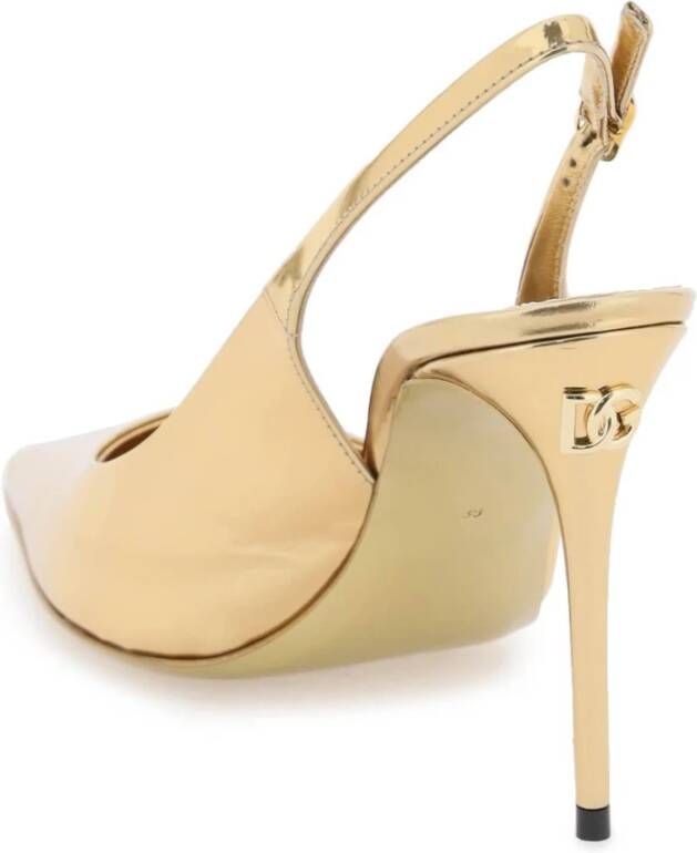 Dolce & Gabbana Gouden Metalen Monogram Leren Pumps Yellow Dames