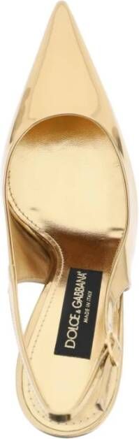 Dolce & Gabbana Gouden Metalen Monogram Leren Pumps Yellow Dames