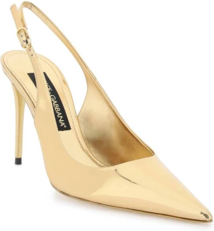 Dolce & Gabbana Gouden Metalen Monogram Leren Pumps Yellow Dames