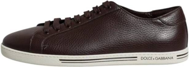 Dolce & Gabbana Goudkleurig Logo Leren Sneakers