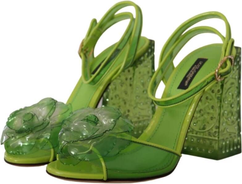 Dolce & Gabbana Green Plexi Crystal Sandals Heels Shoes Groen Dames