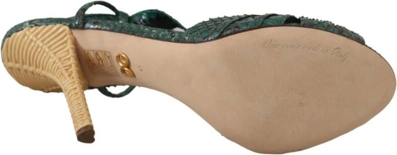 Dolce & Gabbana Green Python Strap Sandals Heels Shoes Groen Dames