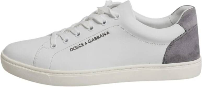 Dolce & Gabbana Grijze leren low-top sneakers met detail