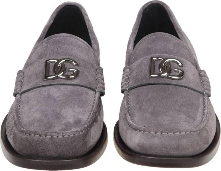 Dolce & Gabbana Grijze Suède Loafer Schoenen Gray Heren