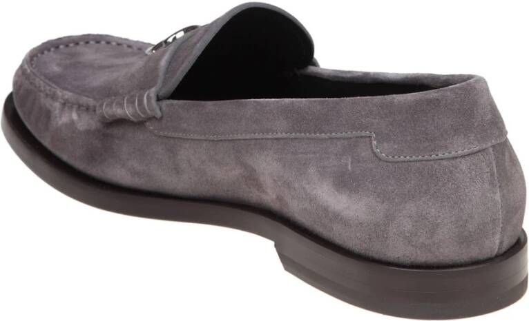 Dolce & Gabbana Grijze Suede Loafers met DG Logo Gray Heren