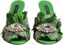 Dolce & Gabbana Groene Bladprint Hoge Hak Sandalen Green Dames - Thumbnail 2