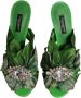 Dolce & Gabbana Groene Bladprint Hoge Hak Sandalen Green Dames - Thumbnail 3