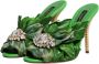 Dolce & Gabbana Groene Bladprint Hoge Hak Sandalen Green Dames - Thumbnail 4
