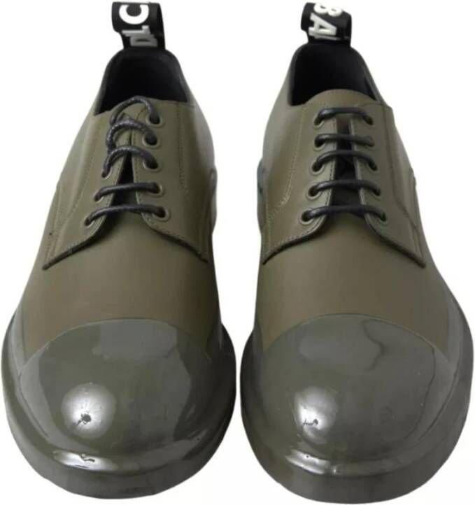 Dolce & Gabbana Groene Leren Jurkschoenen met Logo Green Heren