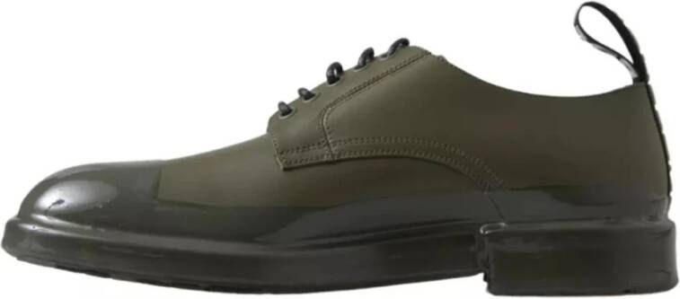 Dolce & Gabbana Groene Leren Jurkschoenen met Logo Green Heren
