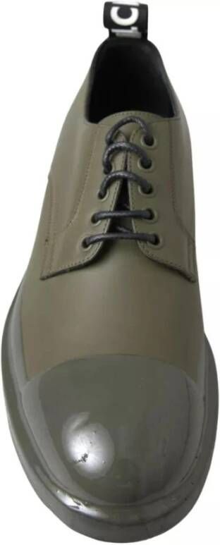 Dolce & Gabbana Groene Leren Jurkschoenen met Logo Green Heren