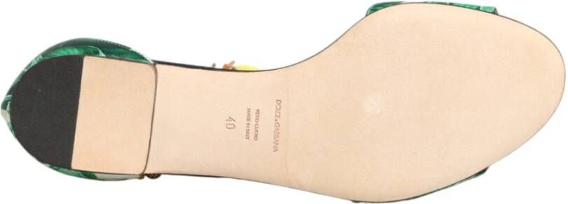 Dolce & Gabbana Groene Mink Banaanblad Sandalen