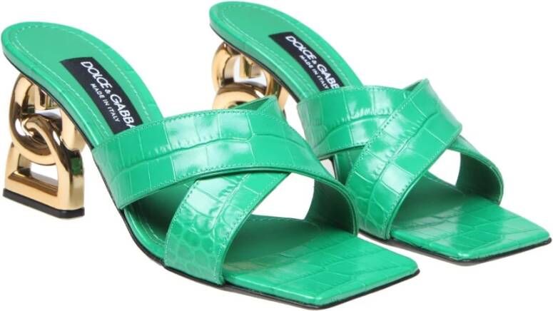 Dolce & Gabbana Groene Sandalen met Krokodillenprint Green Dames