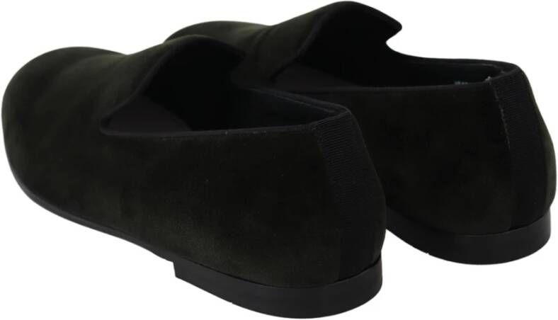 Dolce & Gabbana Groene Velvet Loafers met Logo Detail