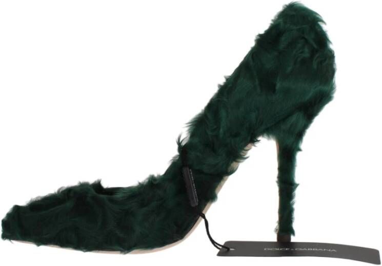 Dolce & Gabbana Groene Xiangao Lamsvacht Leren Pumps Groen Dames