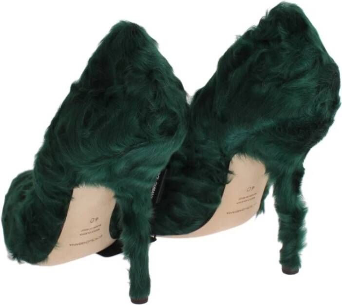 Dolce & Gabbana Groene Xiangao Lamsvacht Leren Pumps Groen Dames