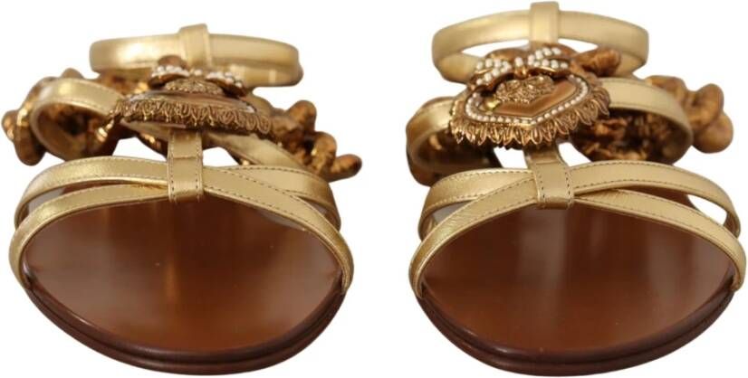 Dolce & Gabbana Hart & Ketting Gladiator Platte Sandalen Beige Dames