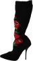 Dolce & Gabbana Rode Rozen Stretch Booties Schoenen Multicolor Dames - Thumbnail 4