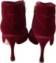 Dolce & Gabbana Bordeauxrode Velvet Enkellaarzen met Ritssluiting Red Dames - Thumbnail 7