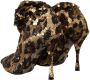 Dolce & Gabbana Gold Leopard Sequins Heels Boots Shoes Bruin Dames - Thumbnail 5