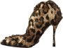 Dolce & Gabbana Gold Leopard Sequins Heels Boots Shoes Bruin Dames - Thumbnail 6