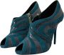 Dolce & Gabbana Blauwe Teal Snakeskin Peep Toe Booties Blue Dames - Thumbnail 12