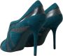 Dolce & Gabbana Blauwe Teal Snakeskin Peep Toe Booties Blue Dames - Thumbnail 13