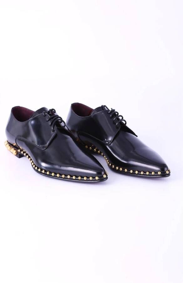 Dolce & Gabbana Heren Gouden Knoop Veterschoenen Black Heren