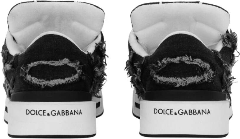 Dolce & Gabbana Heren New Roma Denim Zwart Franje Sneakers