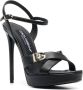 Dolce & Gabbana Zwarte Leren Hoge Hak Sandalen Black Dames - Thumbnail 3