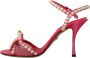 Dolce & Gabbana Glamoureuze Roze Satijnen Parel Kristal Hakken Pink Dames - Thumbnail 2