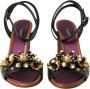 Dolce & Gabbana Zwarte Lizard Geëmbosseerde Bloemenparels Sandalen Black Dames - Thumbnail 5