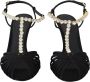 Dolce & Gabbana Zwarte Satijnen T-Strap Sandalen met Kristalversiering Black Dames - Thumbnail 6