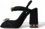 Dolce & Gabbana Zwarte Kristallen Enkelband Sandalen Black Dames - Thumbnail 14