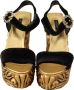 Dolce & Gabbana Black Gold Baroque Velvet Heels Crystal Shoes Zwart Dames - Thumbnail 4