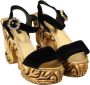 Dolce & Gabbana Black Gold Baroque Velvet Heels Crystal Shoes Zwart Dames - Thumbnail 5