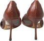 Dolce & Gabbana Bruin Leren Strappy Hakken Sandalen Brown Dames - Thumbnail 12