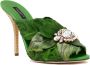 Dolce & Gabbana Jungle Leaf Satin Mules met Kristallen Green Dames - Thumbnail 5