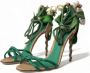 Dolce & Gabbana Bloemen Satijnen Hak Sandalen Green Dames - Thumbnail 14