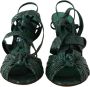 Dolce & Gabbana Python Strappy Sandals Heels Groen Beige Green Dames - Thumbnail 4