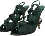 Dolce & Gabbana Python Strappy Sandals Heels Groen Beige Green Dames - Thumbnail 5