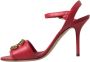 Dolce & Gabbana Rode Enkelband Stiletto Hakken Sandalen Red Dames - Thumbnail 9